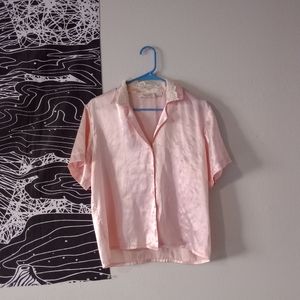 Victoria's Secret Gold Label Pink Satin Pajama Top Size M